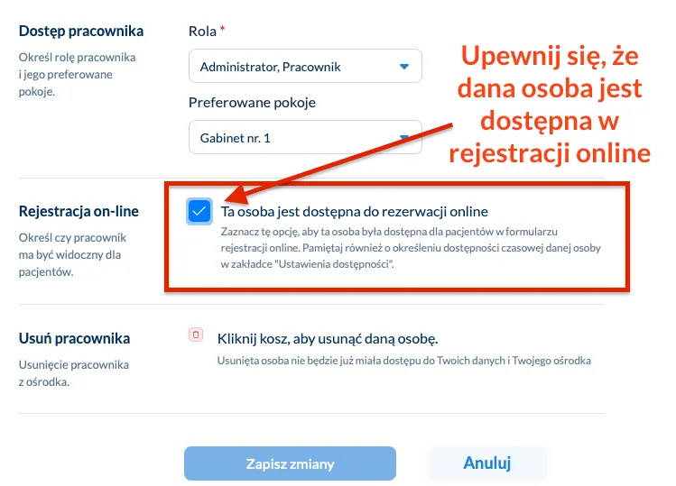 Dodaj terapeutę do rejestracji online