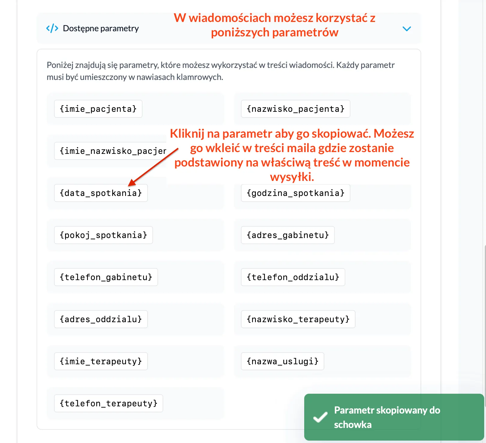 Włącz lub wyłącz wiadomość e-mail o nowym spotkaniu