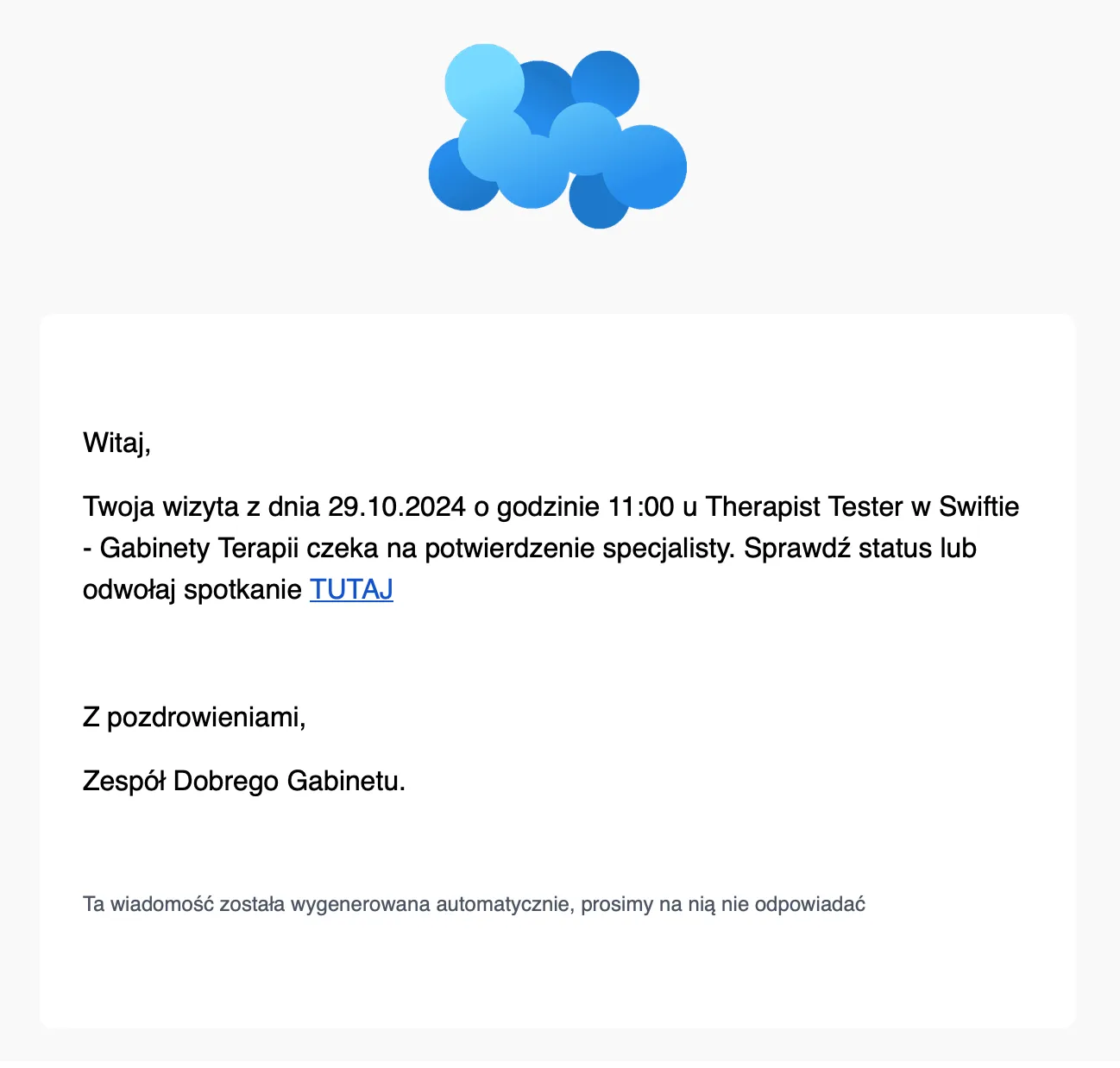 Email z linkiem do portalu pacjenta