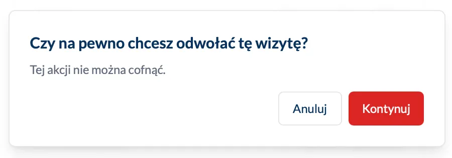 Potwierdzenie odwołania wizyty