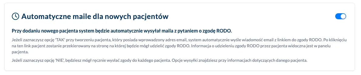 Wysłanie maila nowego pacjenta