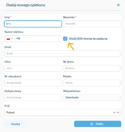 SMS do opiekuna