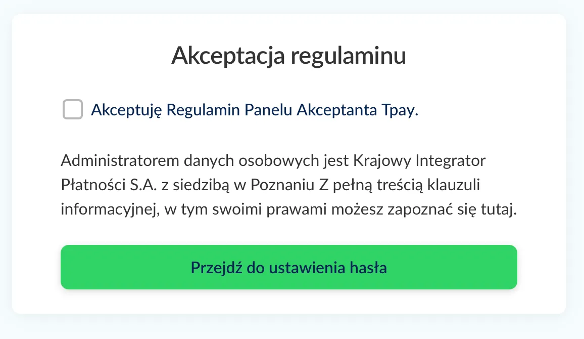 Akceptacja regulaminu Tpay