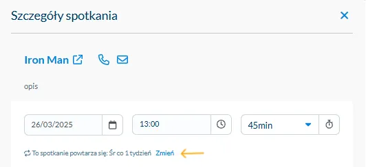 Zmiana cykliczności spotkania